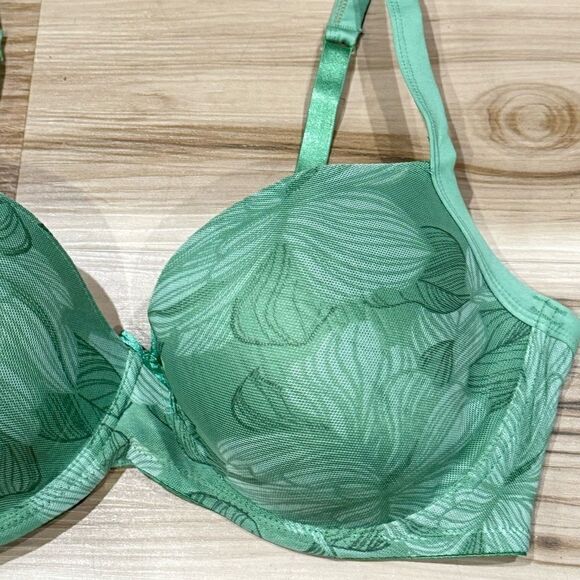 Delta Burke Green Floral Mesh Bra Women’s 40DD - Picture 5 of 5